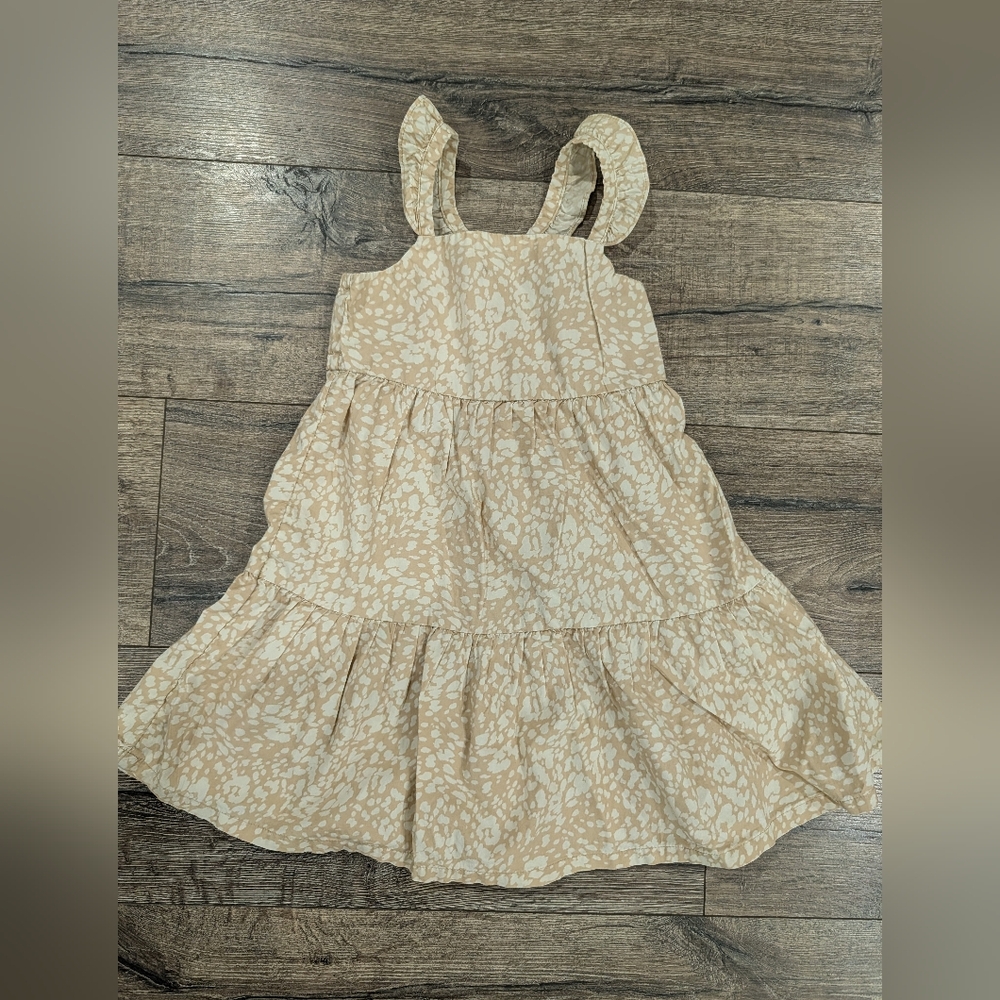 Gap 5T Ruffle Tiered Dress Neutral Cream Tan Sundress Girls
